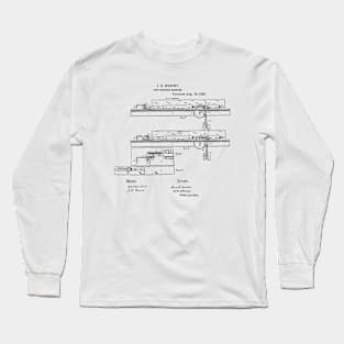 Type Writing Machine Vintage Patent Hand Drawing Long Sleeve T-Shirt